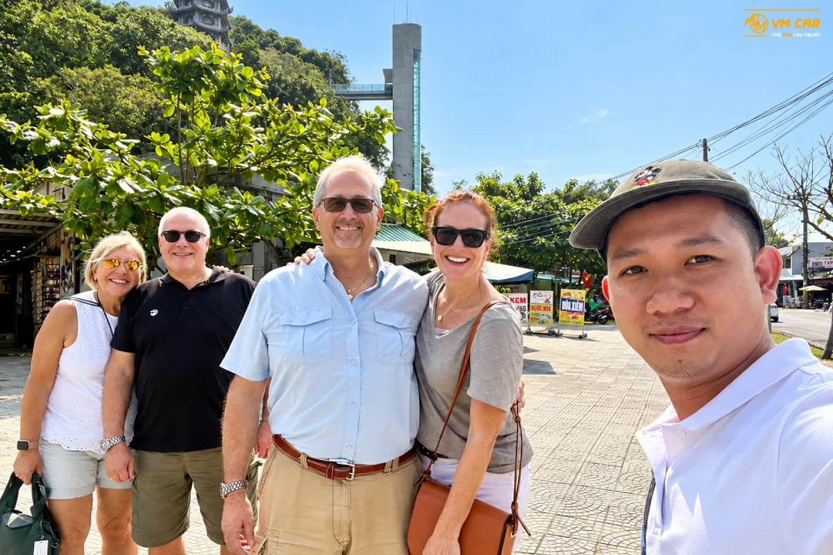 Driver drops you off at the Marble Mountains parking area