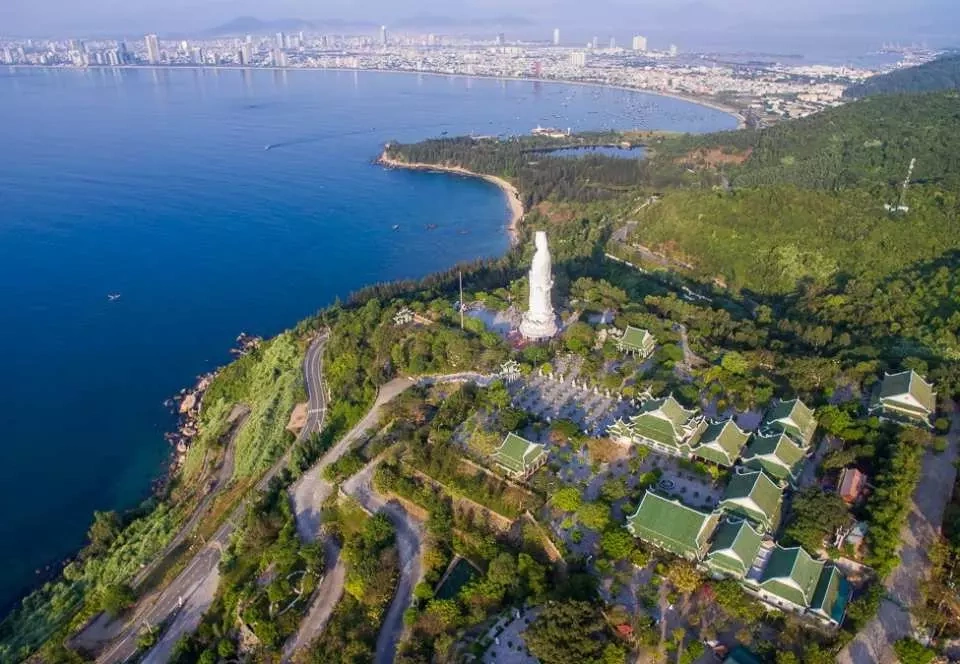 Da Nang City view seen from Linh Ung Pagoda on a sunny day