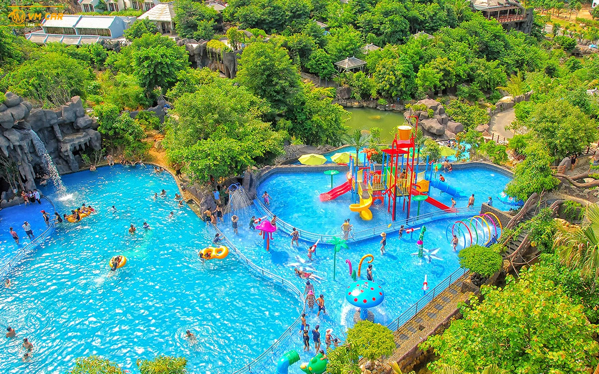 Outdoor water park at Than Tai Hot Springs Park