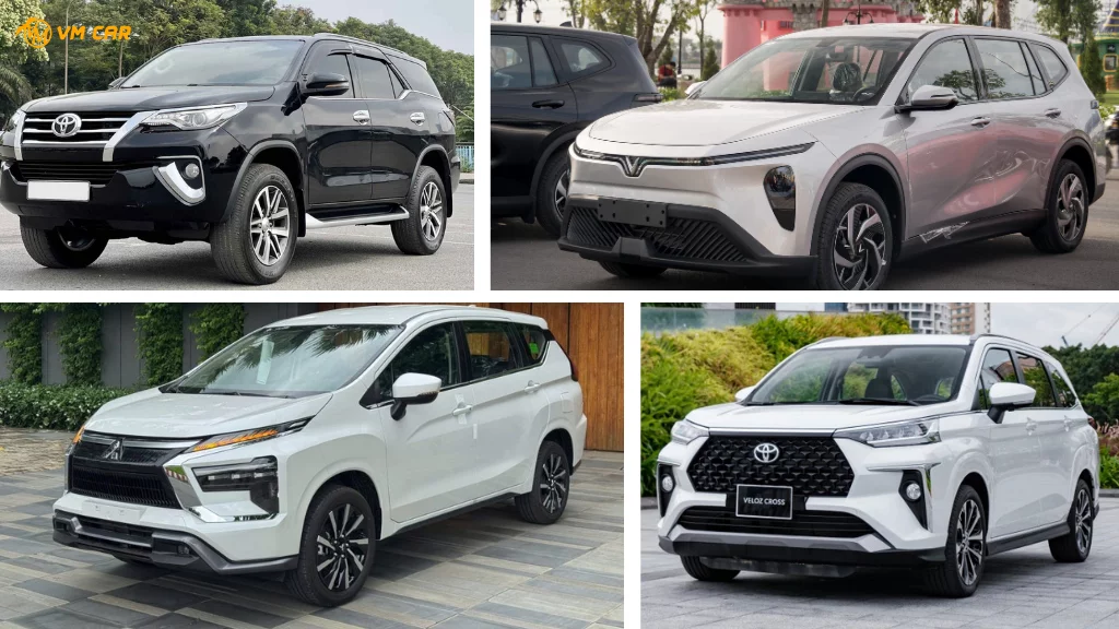 Common 7-seater tourist cars in Vietnam