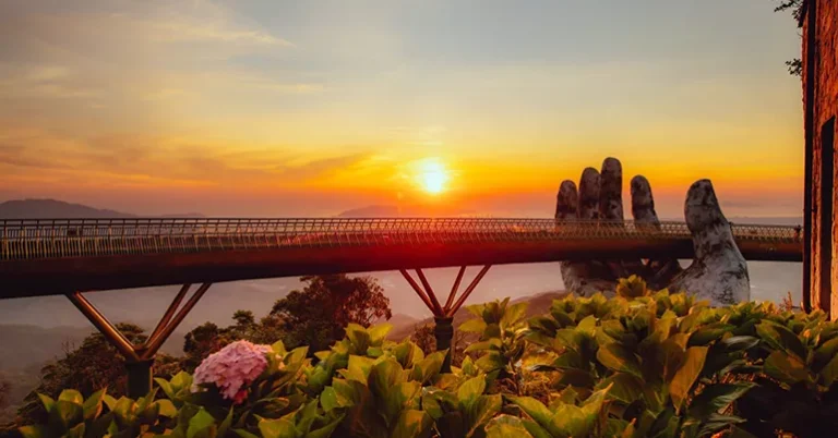 sunset at golden bridge ba na hills tour